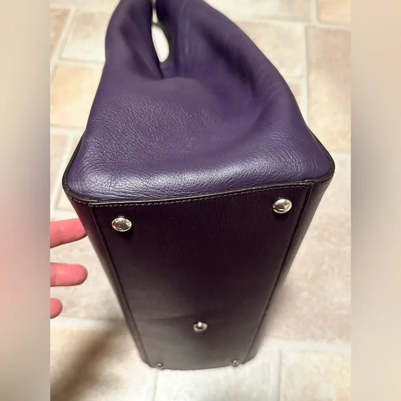 Fendi 2 Jours Plum Large Leather Tote Bag - Picture 11 of 17